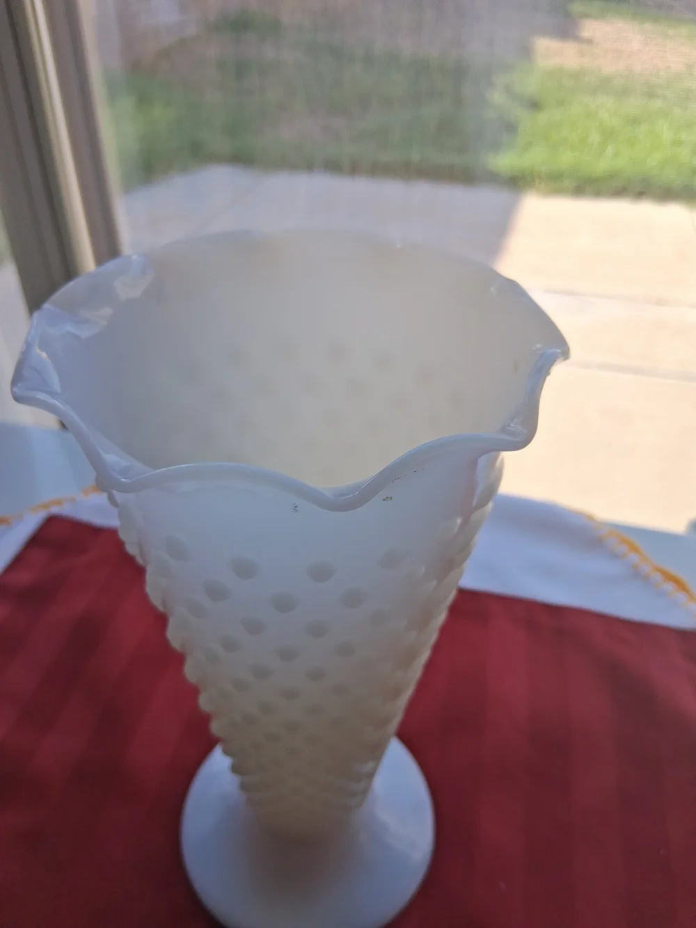 Classic White Hobnail Milk Glass Vase - Unbranded